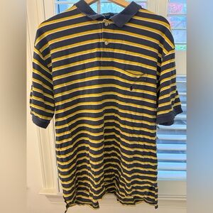 Navy and Yellow Striped Polo by Ralph Lauren Shirt